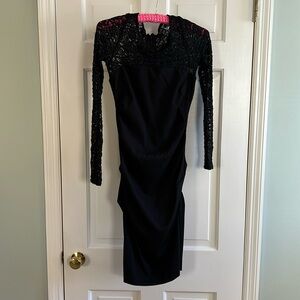 Nicole Miller Ruched lace Long Sleeve Dress